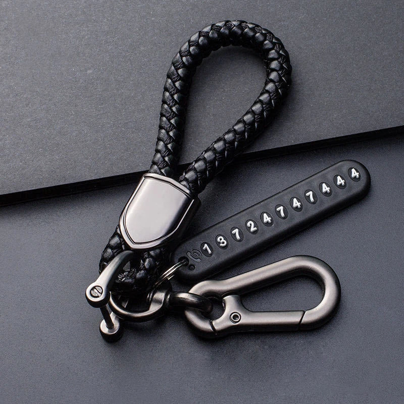 Hand Woven Leather Car Key Chain with Metal Clasp
