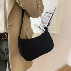 Corduroy Square Bag Shoulder Handbag Retro Style