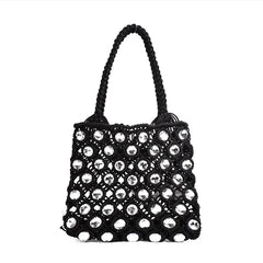 Hand-sewn Holiday Woven Diamond Mini Bucket Bag