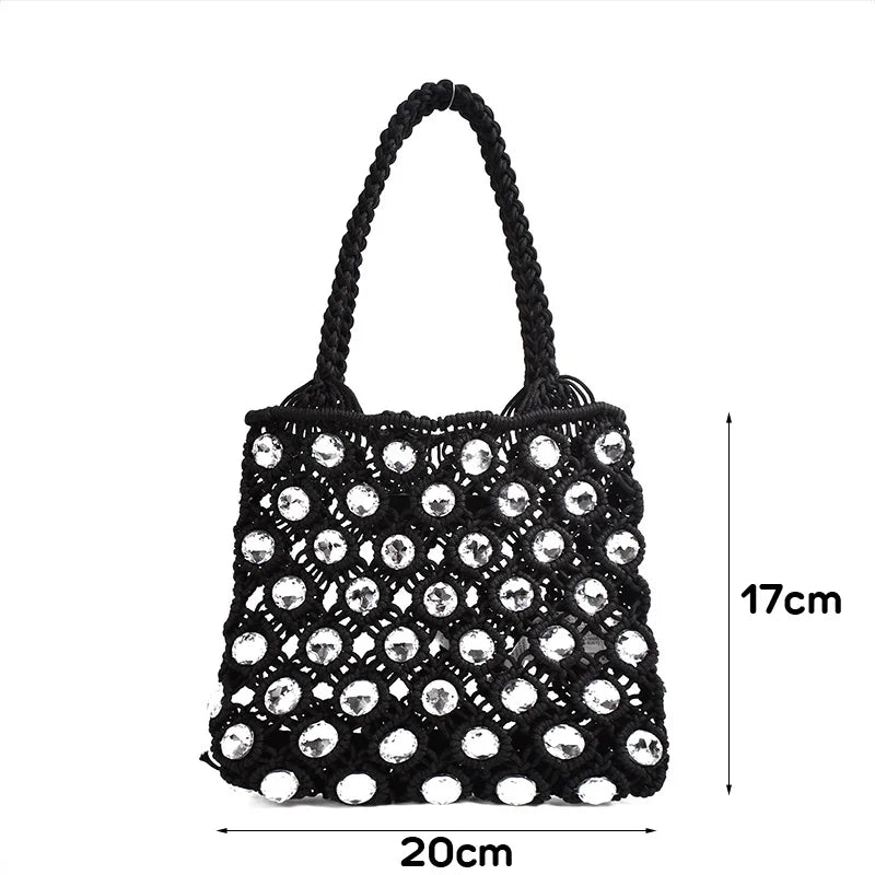Hand-sewn Holiday Woven Diamond Mini Bucket Bag
