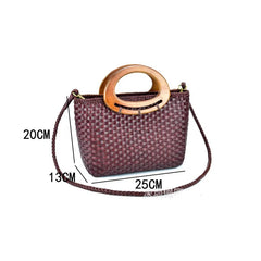 Hand-woven Leather Shoulder Bag Vintage Shopping Bag Crossed Tote Bags