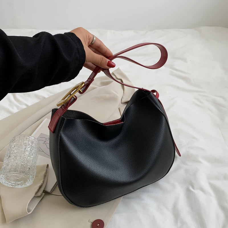 Vintage Leather Shoulder Bag Large Capacity Tote Women Casual Hobos Bag