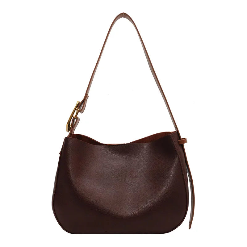 Vintage Leather Shoulder Bag Large Capacity Tote Women Casual Hobos Bag