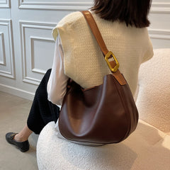 Vintage Leather Shoulder Bag Large Capacity Tote Women Casual Hobos Bag