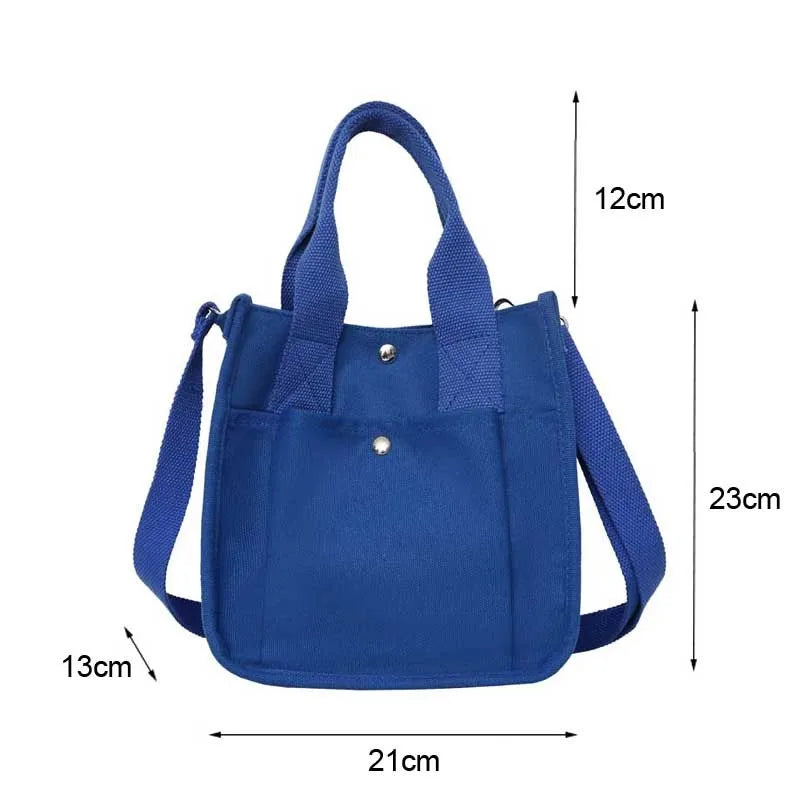 Canvas Casual Tote Student Shoulder Bag Magnetic Buckle Crossbody Bag
