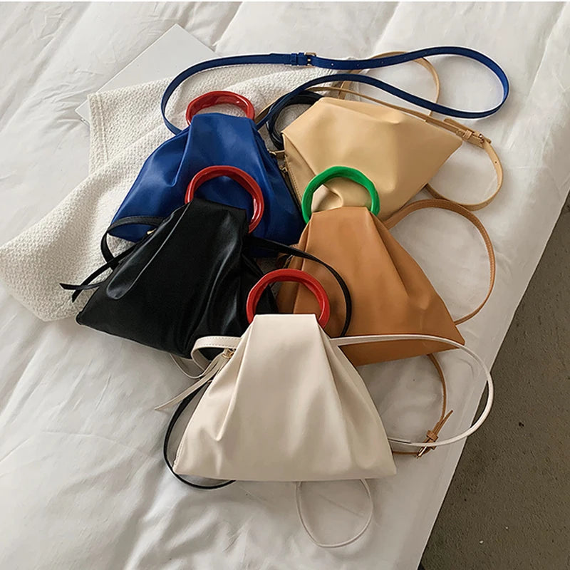 Small Crossbody Bag PU Leather Short Handle Shoulder Purse Tote for Women