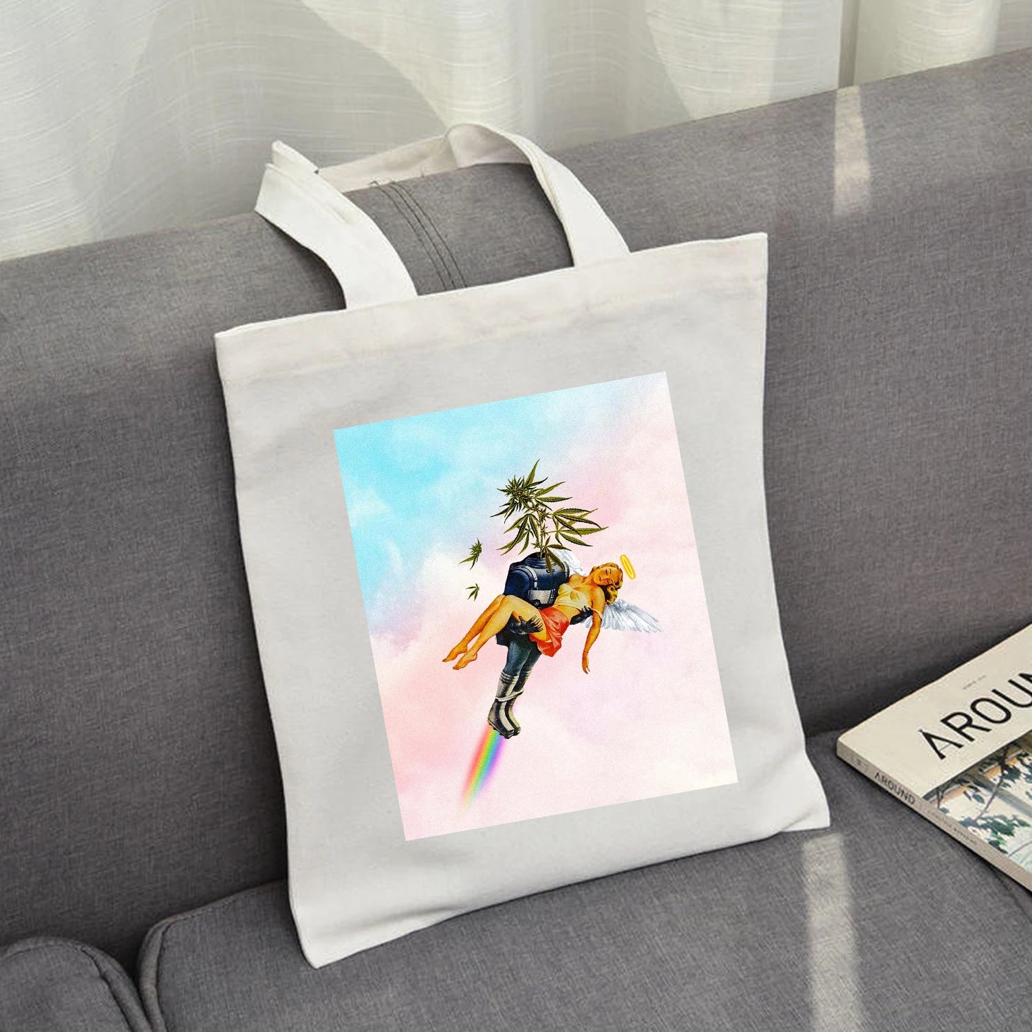 Gothic Punk Canvas Tote Bag Eco Reusable Shopping Bag