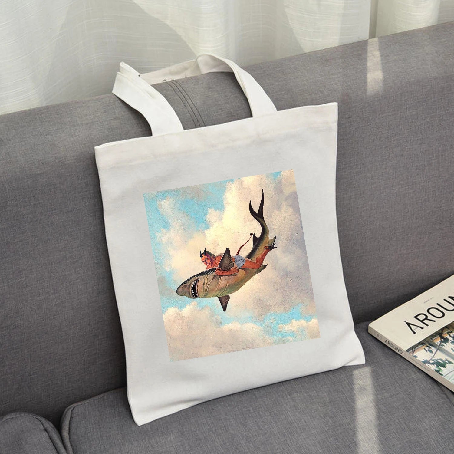 Gothic Punk Canvas Tote Bag Eco Reusable Shopping Bag