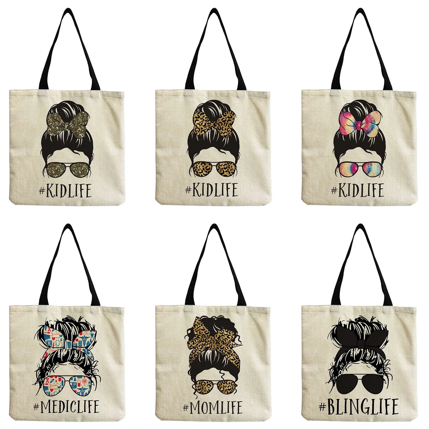 Cartoon Girl Print Foldable High Capacity Shoulder Bag