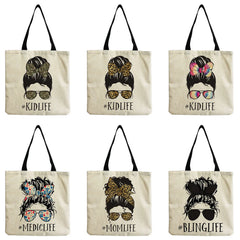 Cartoon Girl Print Foldable High Capacity Shoulder Bag
