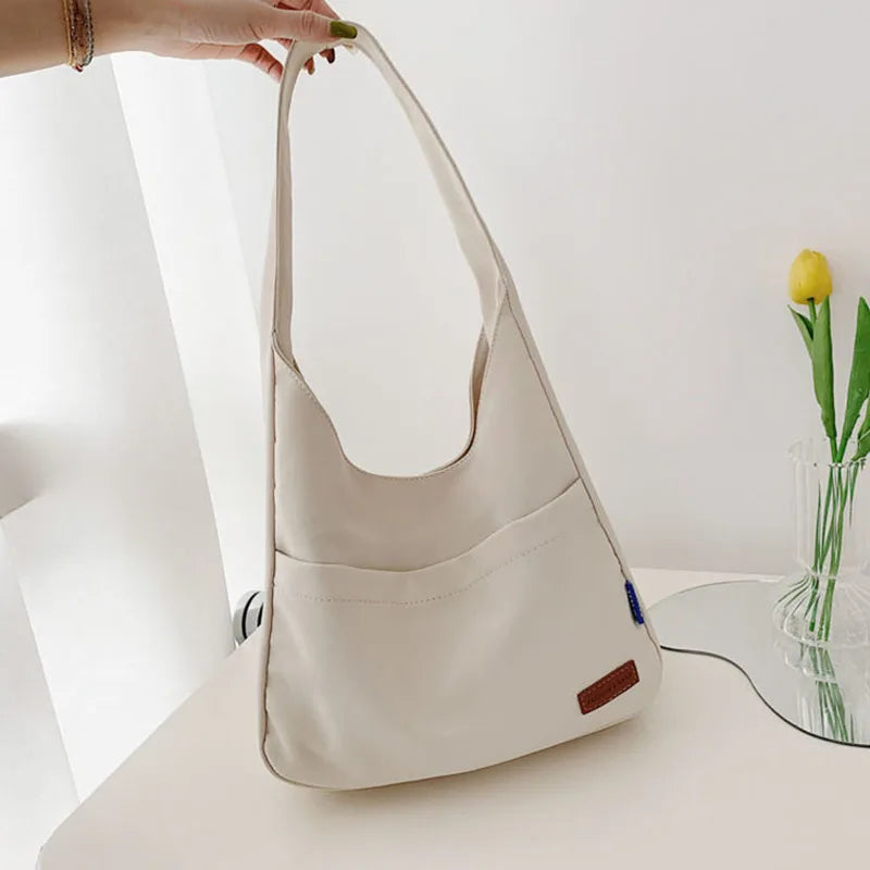 Canvas Shoulder Bag Women Solid Summer Tote Books Evening Shopper