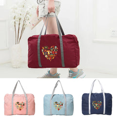 Food Print Travel Tote Bag Foldable Zipper Organizer Luggage Bag