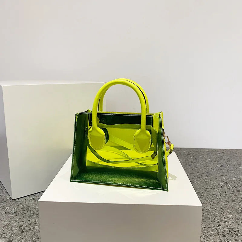 Spring Transparent PVC Jelly Mini Tote Bag Women's Shoulder Messenger