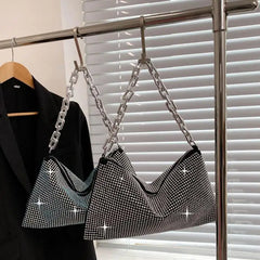 Women's Rhinestone Shoulder Bag Pu Leather Tote Handbags