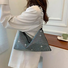 Women's Rhinestone Shoulder Bag Pu Leather Tote Handbags