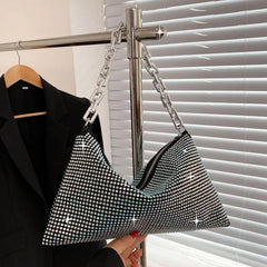 Women's Rhinestone Shoulder Bag Pu Leather Tote Handbags