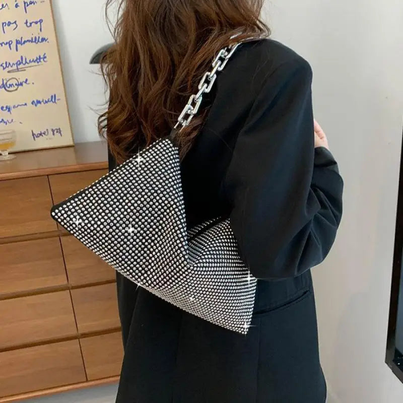 Women's Rhinestone Shoulder Bag Pu Leather Tote Handbags