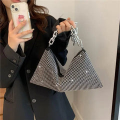 Women's Rhinestone Shoulder Bag Pu Leather Tote Handbags