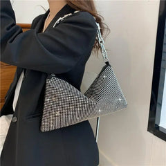 Women's Rhinestone Shoulder Bag Pu Leather Tote Handbags