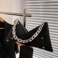 Women's Rhinestone Shoulder Bag Pu Leather Tote Handbags