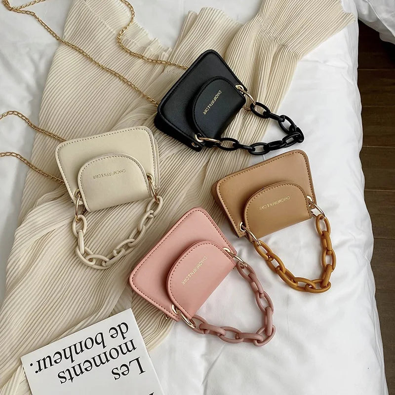 Women Square Shoudler Crossbody Messenger Satchel Tote Chain Handbag