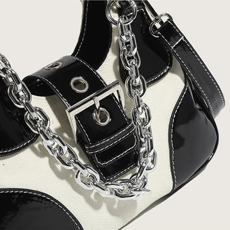 Canvas Shoulder Bags Girls Leather Chain Crossbody Bags