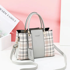 Plaid Stitching Handbag Large Capacity Shoulder Bag