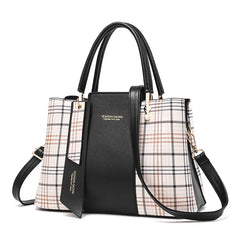 Plaid Stitching Handbag Large Capacity Shoulder Bag