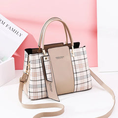 Plaid Stitching Handbag Large Capacity Shoulder Bag