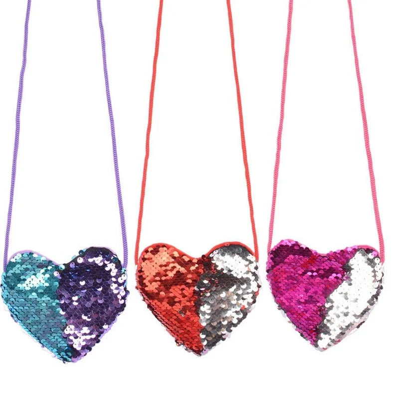 Kids Mermaid Sequins Messenger Bag Coin Purse Sac A Dos