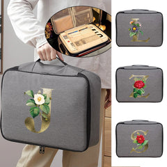 Travel Bag Organizer Waterproof Golden Flower Print Briefcase