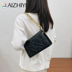 Geometric Embossing Shoulder Bag Solid Chain Small Flap Purse Handbags