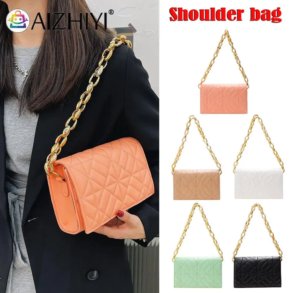Geometric Embossing Shoulder Bag Solid Chain Small Flap Purse Handbags