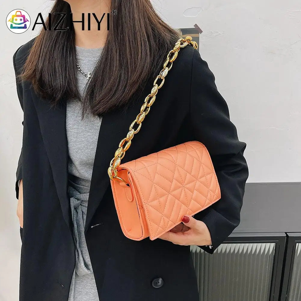 Geometric Embossing Shoulder Bag Solid Chain Small Flap Purse Handbags