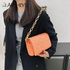 Geometric Embossing Shoulder Bag Solid Chain Small Flap Purse Handbags
