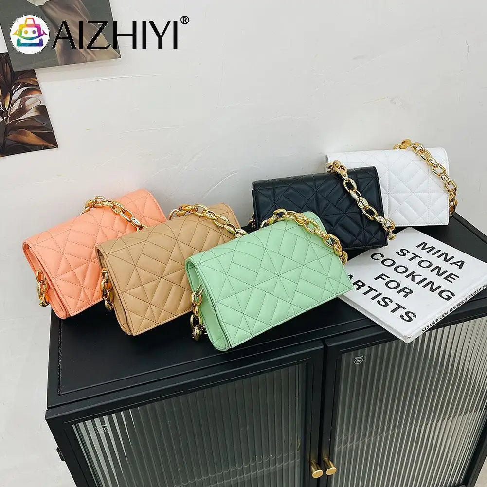 Geometric Embossing Shoulder Bag Solid Chain Small Flap Purse Handbags