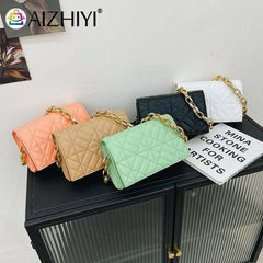 Geometric Embossing Shoulder Bag Solid Chain Small Flap Purse Handbags