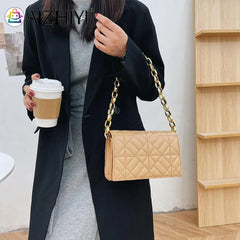 Geometric Embossing Shoulder Bag Solid Chain Small Flap Purse Handbags