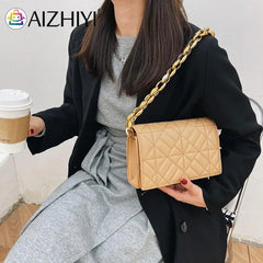 Geometric Embossing Shoulder Bag Solid Chain Small Flap Purse Handbags