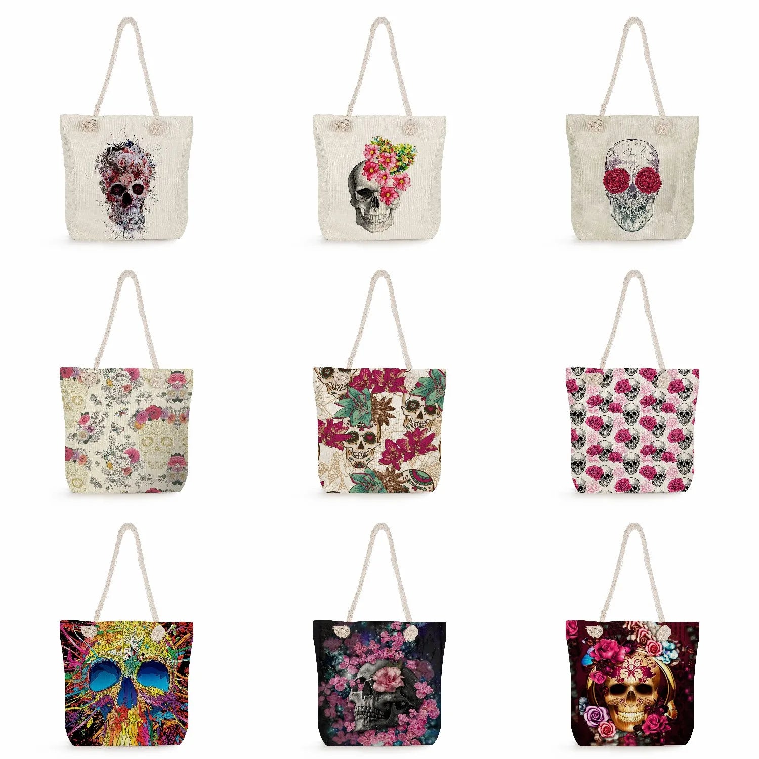 Halloween Skull Of The Dead Floral Skull Print Shoulder Bag