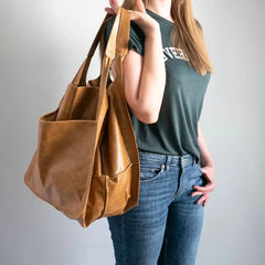 Soft Leather Oversized Shoulder Bag for Women