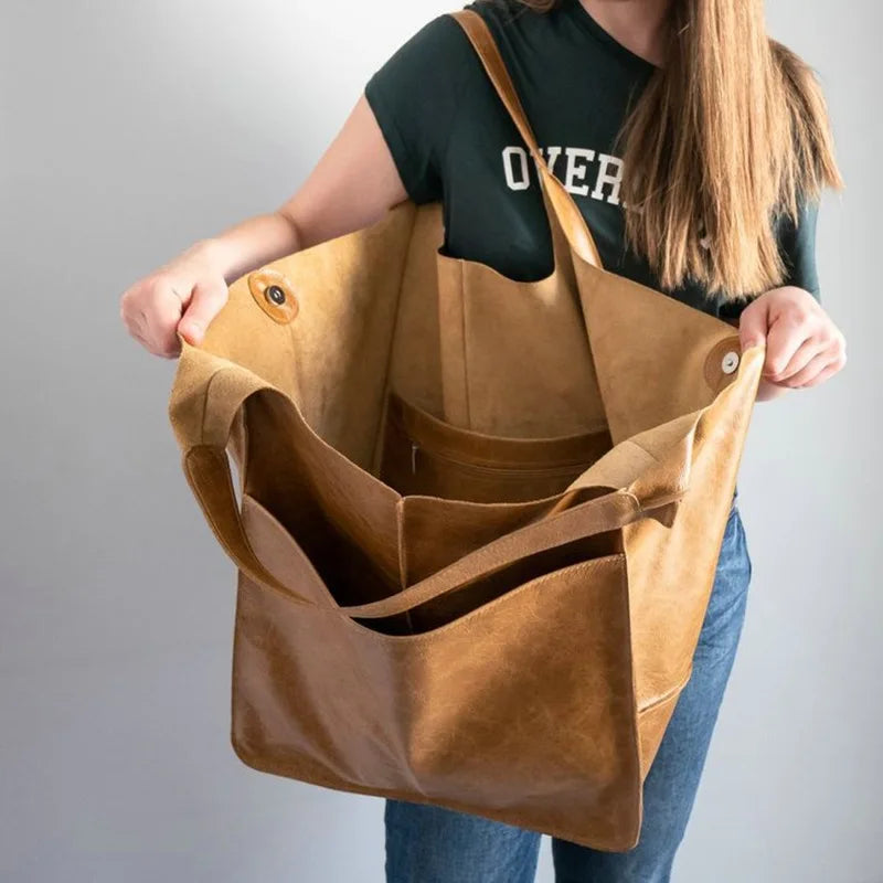 Soft Leather Oversized Shoulder Bag for Women