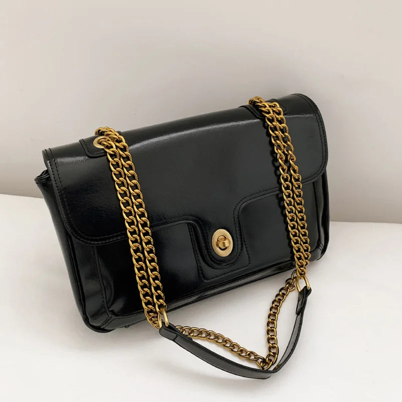 Large PU Leather Shoulder Bag Chains Messenger Handbag Women Ladies