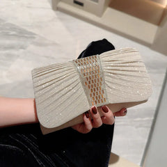Rhinestone Evening Clutch Bag Silver Chain Crossbody Shining Diamond Party Purse