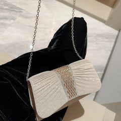 Rhinestone Evening Clutch Bag Silver Chain Crossbody Shining Diamond Party Purse