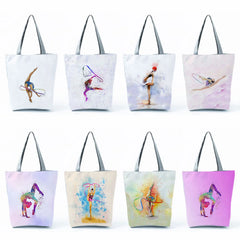 Women's Gymnast Storage Bag Watercolor Gymnastics Art Tote