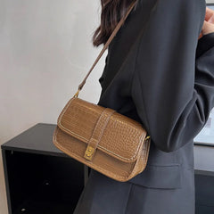 Stone Pattern Flap Hasp Shoulder Bag Brown Female Crossbody Bags