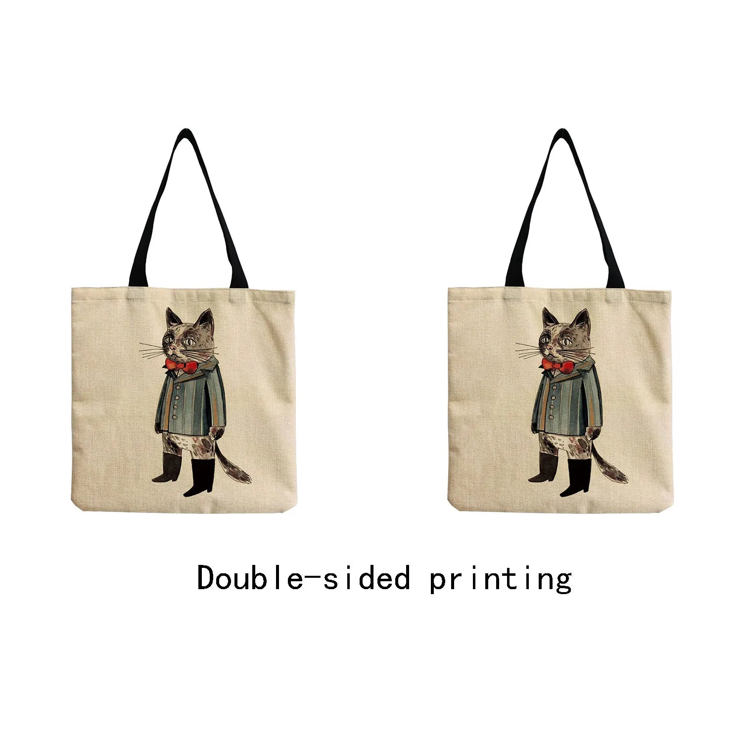 Cartoon Cat Tote Bag High Capacity Foldable Beach Shoulder Bag
