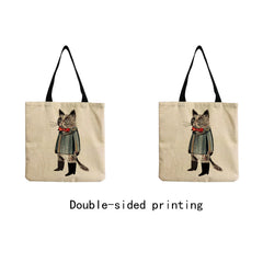 Cartoon Cat Tote Bag High Capacity Foldable Beach Shoulder Bag