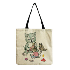 Cartoon Cat Tote Bag High Capacity Foldable Beach Shoulder Bag